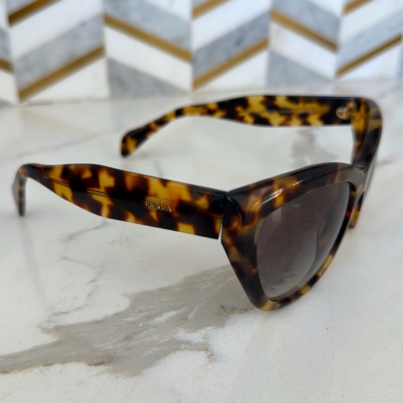 Prada Cat Eye Sunglasses Marbled Tortoise Brown Lens - Picture 5 of 15